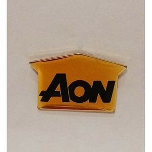 Aon  Lapel Pin Gold Tone Black 3/4" Tie Tack House Shaped